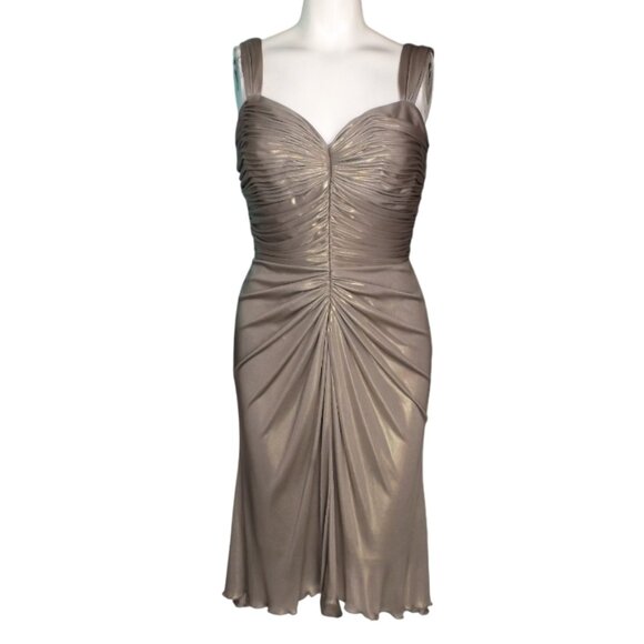 TADASHI COLLECTION Dress, 6, Champagne/Golden, Ruched, Wide straps, knee length - Picture 9 of 12